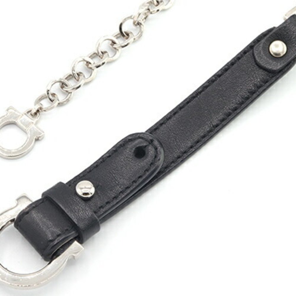 Salvatore Ferragamo Ferragamo Chain Belt Gancini Black Leather Metal Fashion ... - Picture 3 of 5